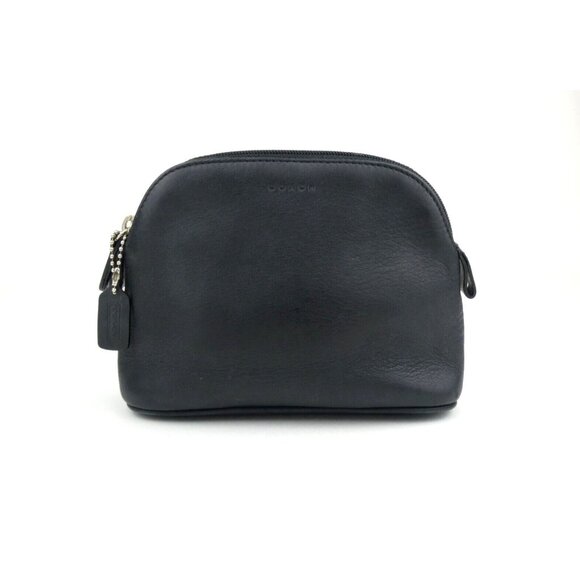Coach Black Leather Medium Cosmetic Case Pouch - Picture 1 of 16